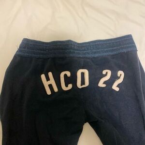 Hollister Navy Joggers with Cream Lettering